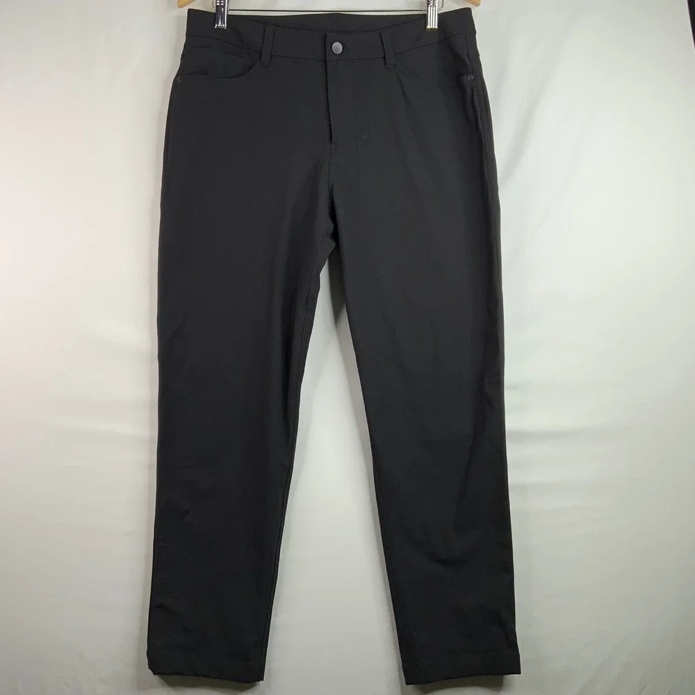 Lululemon Commission Slim Fit Pant 32 Black Warpstreme Five Pocket LM5AQHS